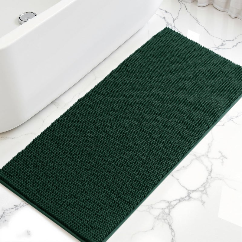 SUBRTEX Bathroom Rugs, 24" x 60" Chenille Bath Rug Soft Short Plush Bath Mat Soft Shower Mat Water Absorbent Shower Mat Quick Dry Machine Washable, Celadon - Image 1